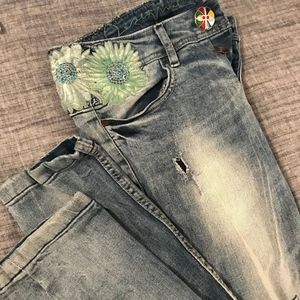 DESIGUAL Embroidered Slim Fit Jeans